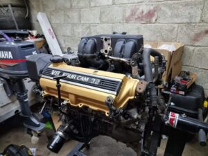 1UZ V8 ENGINE CERAKOTE BLACK AND GOLD